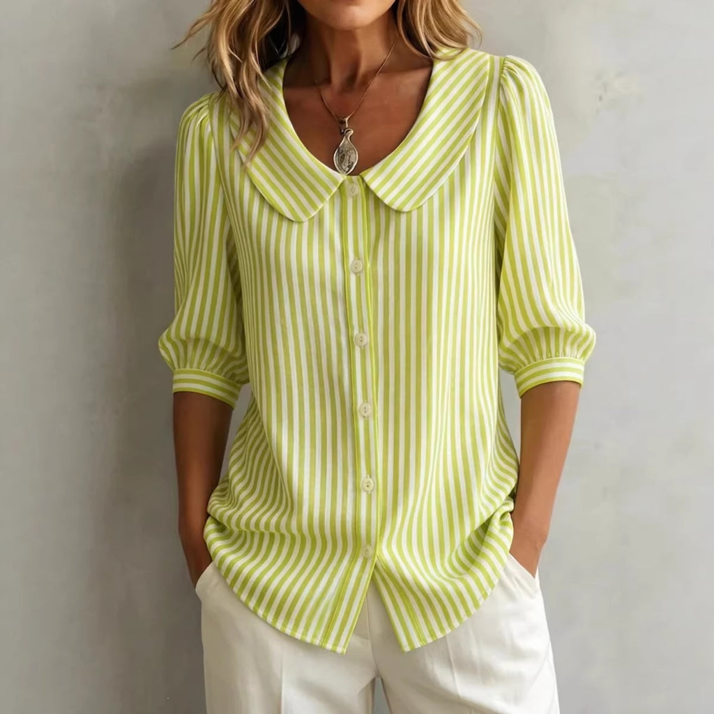 Striped V-neck Shirt Top T-shirt