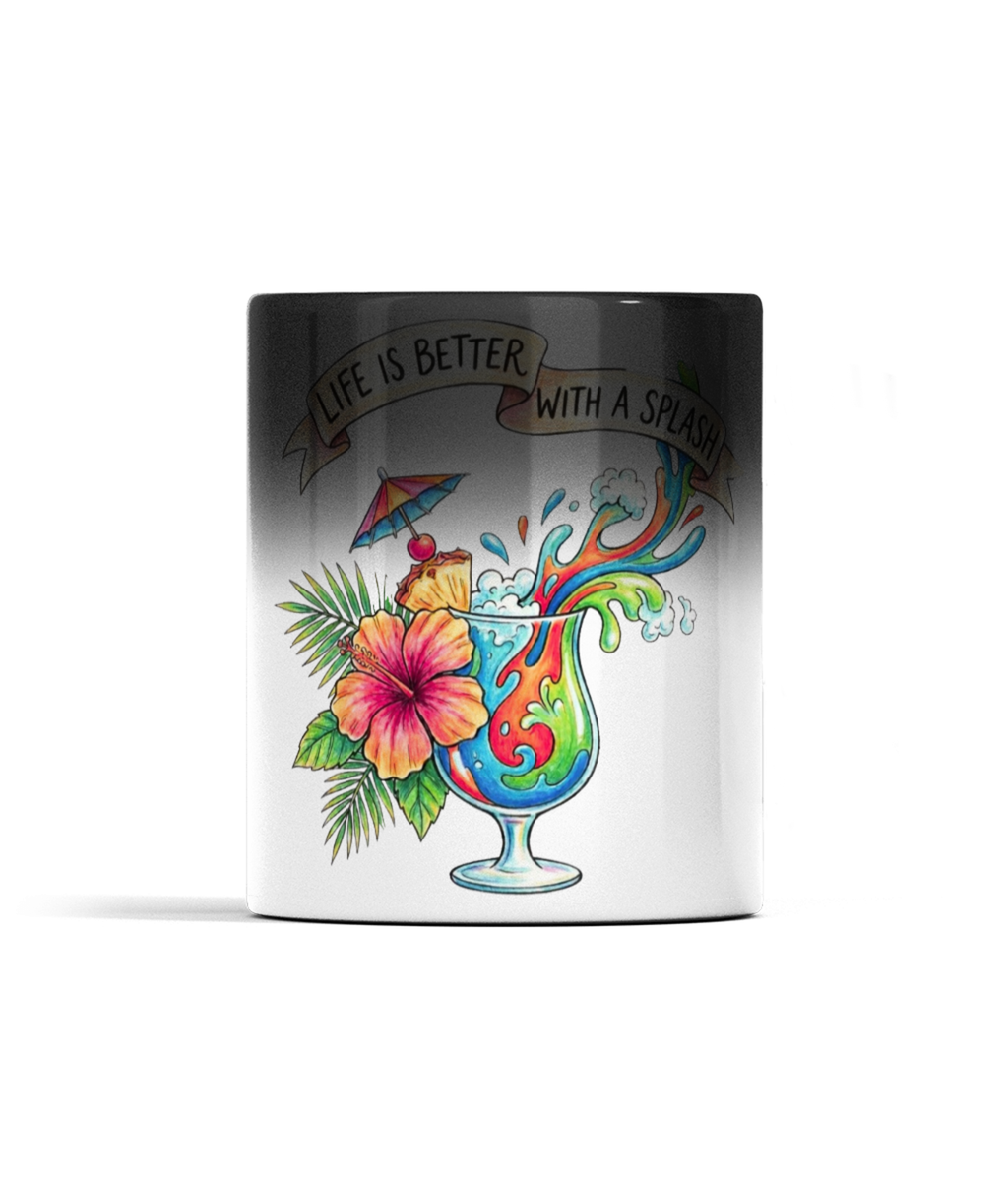11oz Black Colour Changing Mug Life is better with a splash