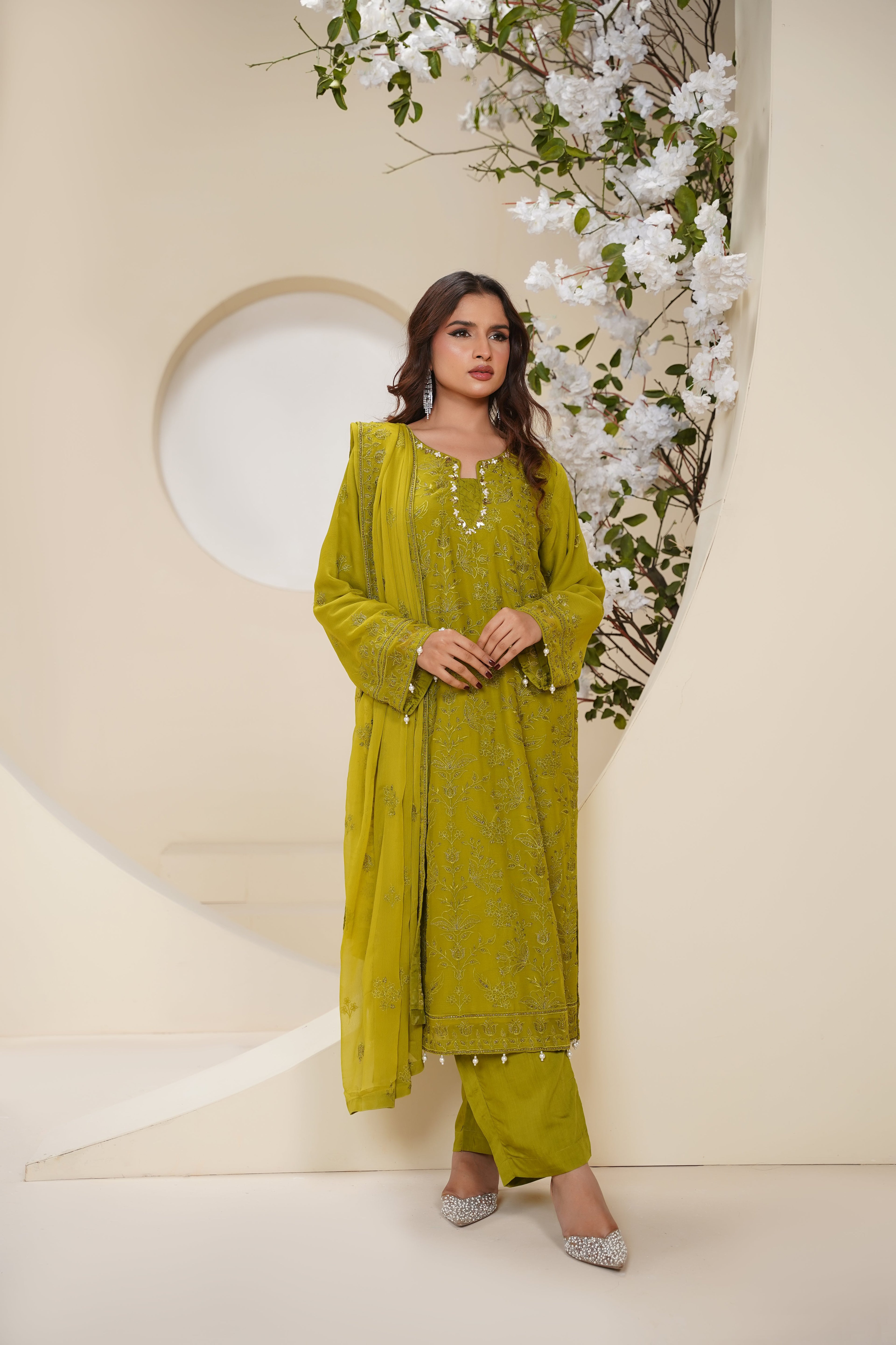 Husan e Jahan - Luxury Chiffon Outfit with Chiffon Dupatta