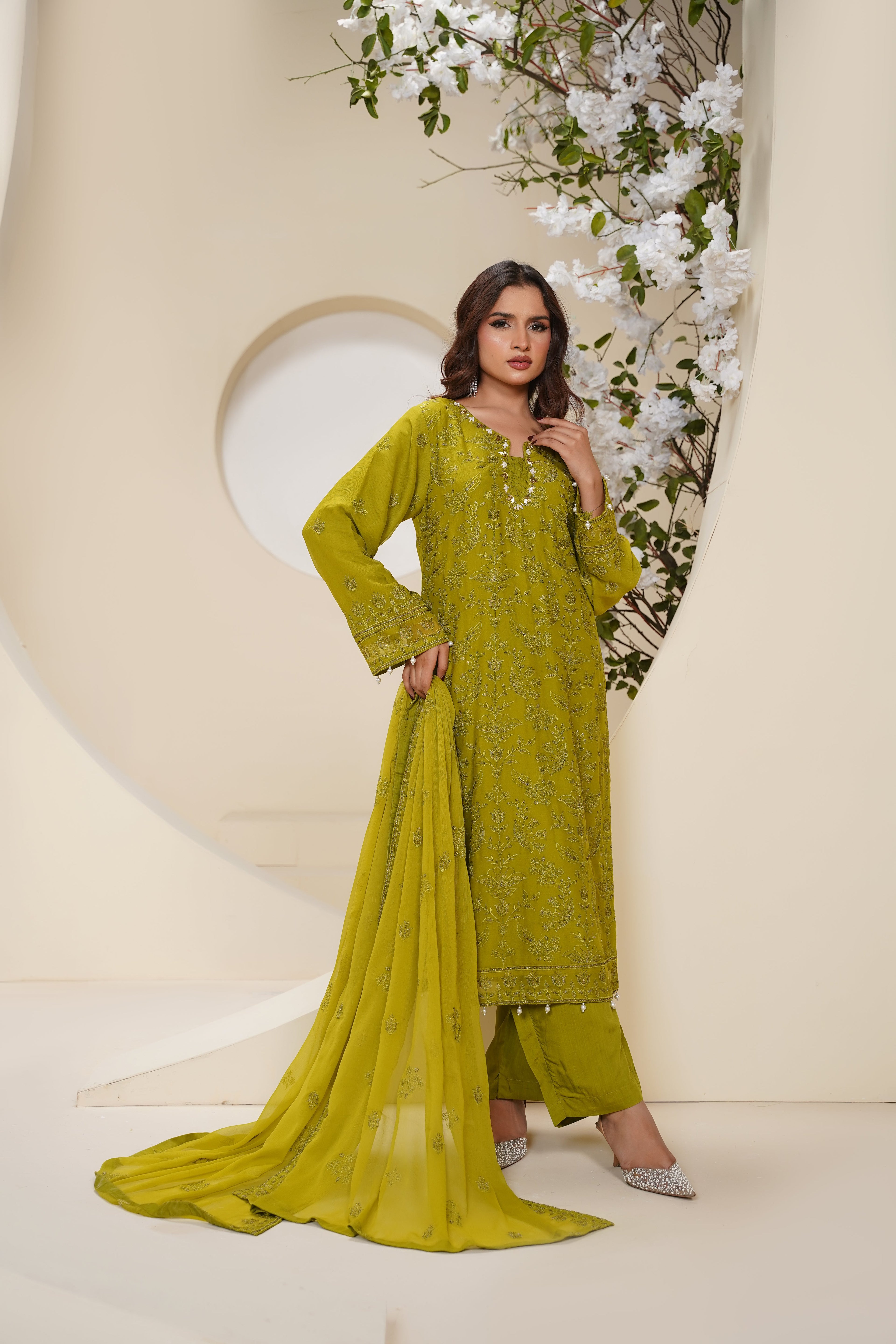 Husan e Jahan - Luxury Chiffon Outfit with Chiffon Dupatta