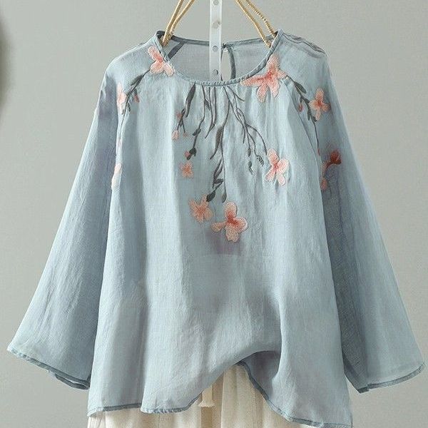 Embroidered Sun-Protective Long-Sleeve Shirt