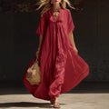 Summer  Beach Vacation Long V-Neck Dress