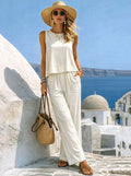Casual Cotton-Linen Vest And Pants Set