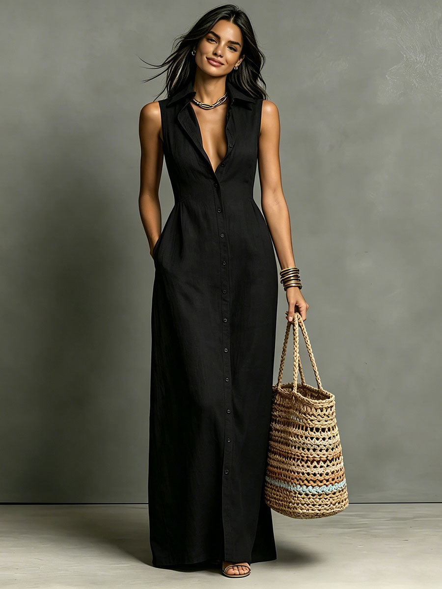 Casual Cotton Linen Sleeveless Dress
