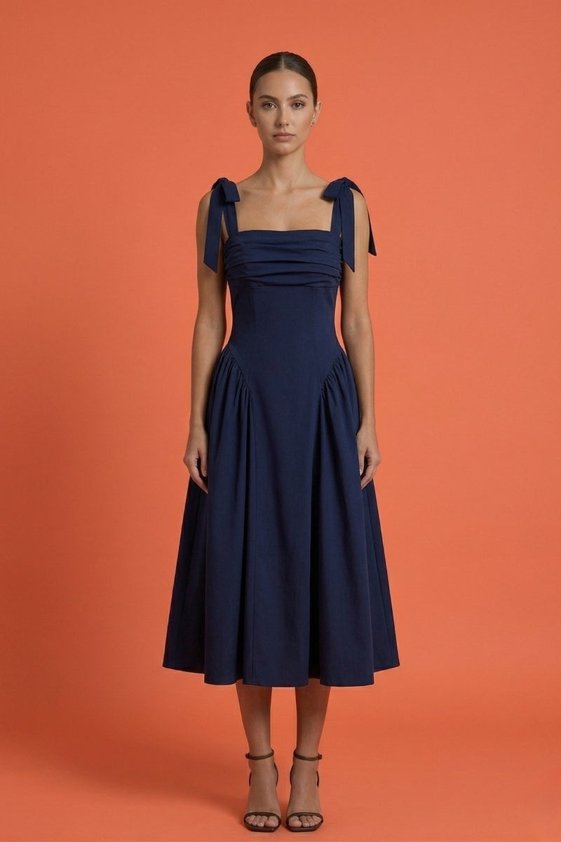 Women's Lose Fit Tie Shoulder Dress In A High Qaulity Strecth Bangaline Fabric Perfect Holiday Dress, Evening Dress Or Casual.