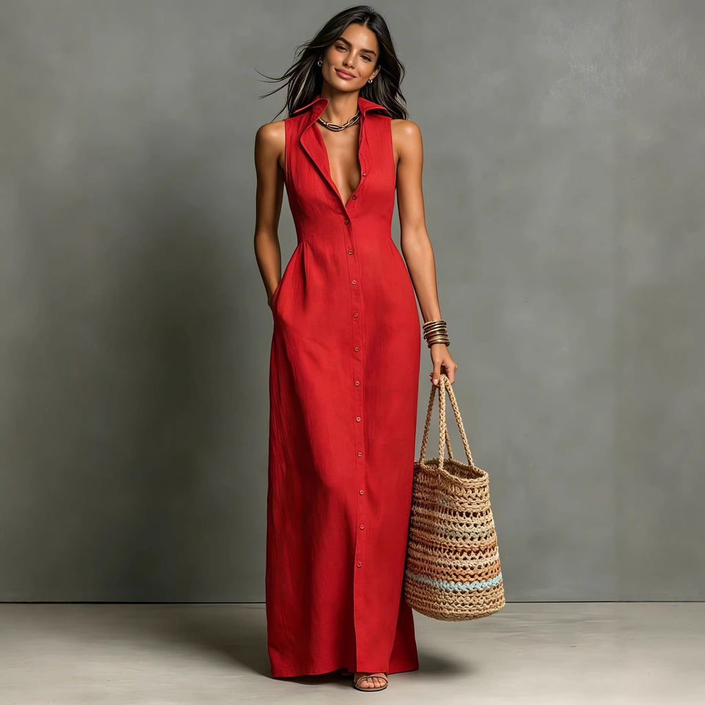 Casual Cotton Linen Sleeveless Dress