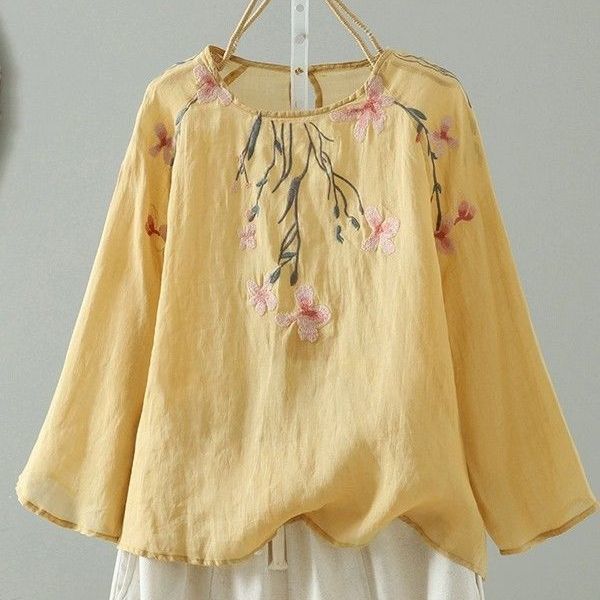 Embroidered Sun-Protective Long-Sleeve Shirt