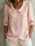 Striped V-neck Shirt Top T-shirt