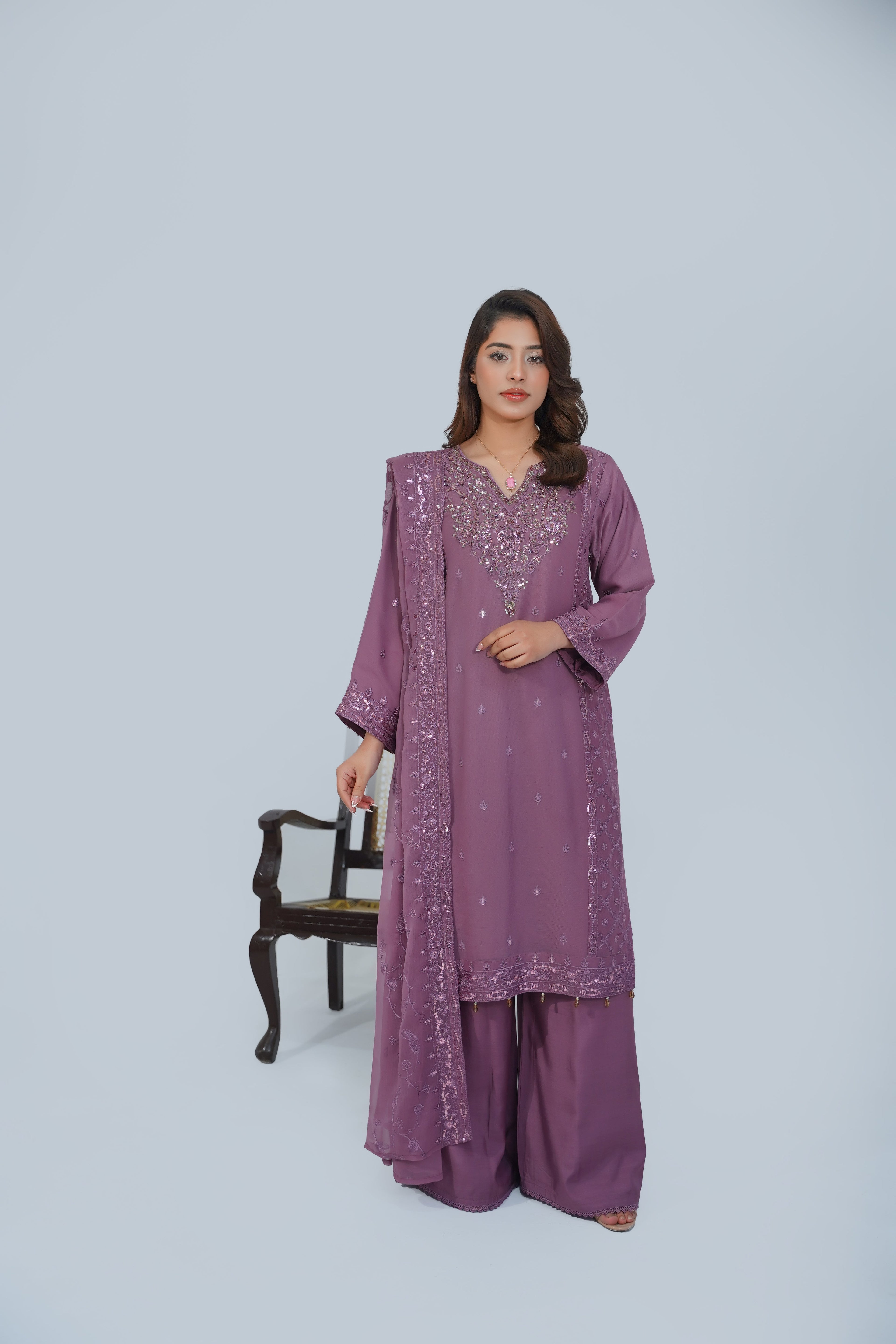 Husan e Jahan - Luxury Chiffon Outfit with Chiffon Dupatta