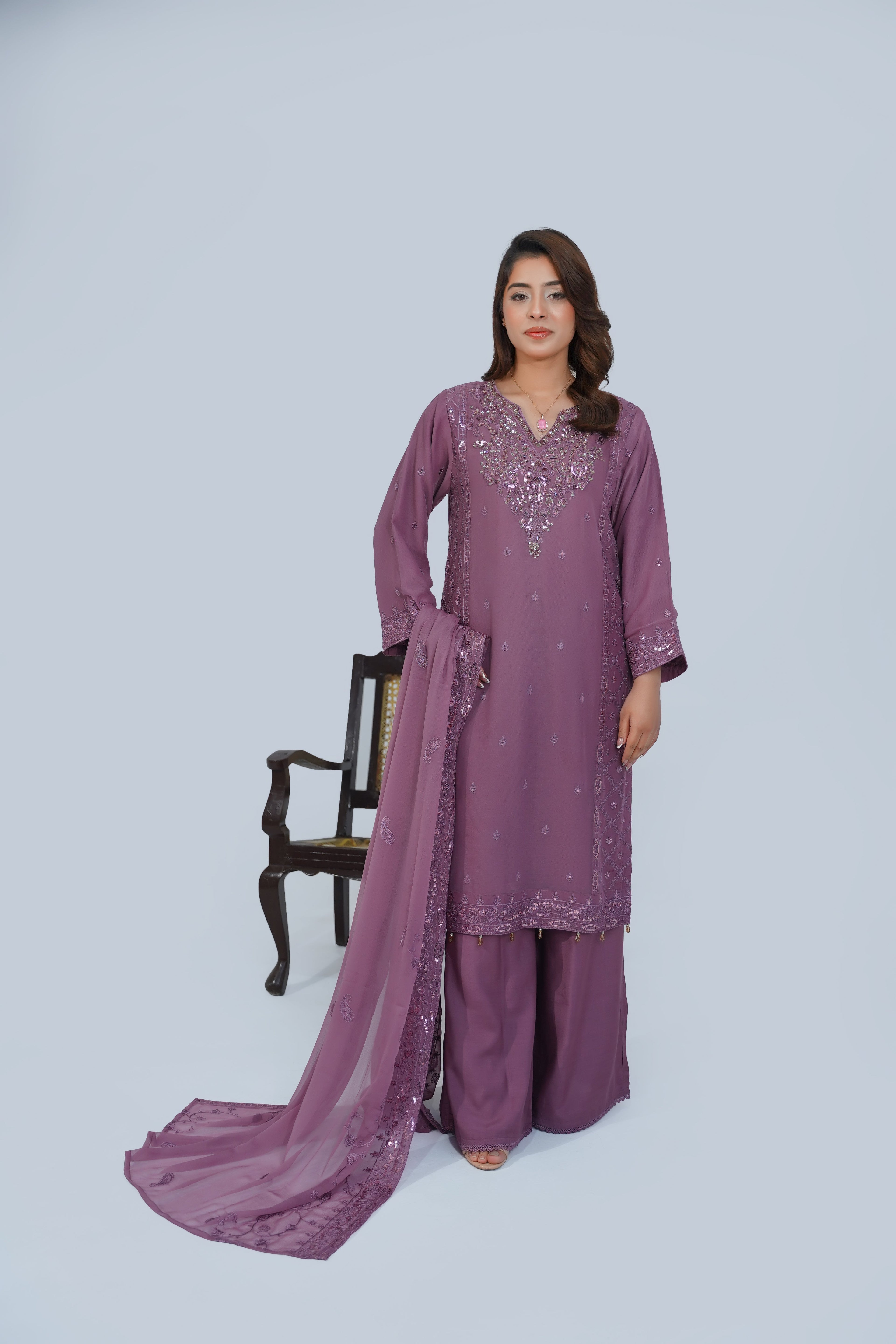 Husan e Jahan - Luxury Chiffon Outfit with Chiffon Dupatta