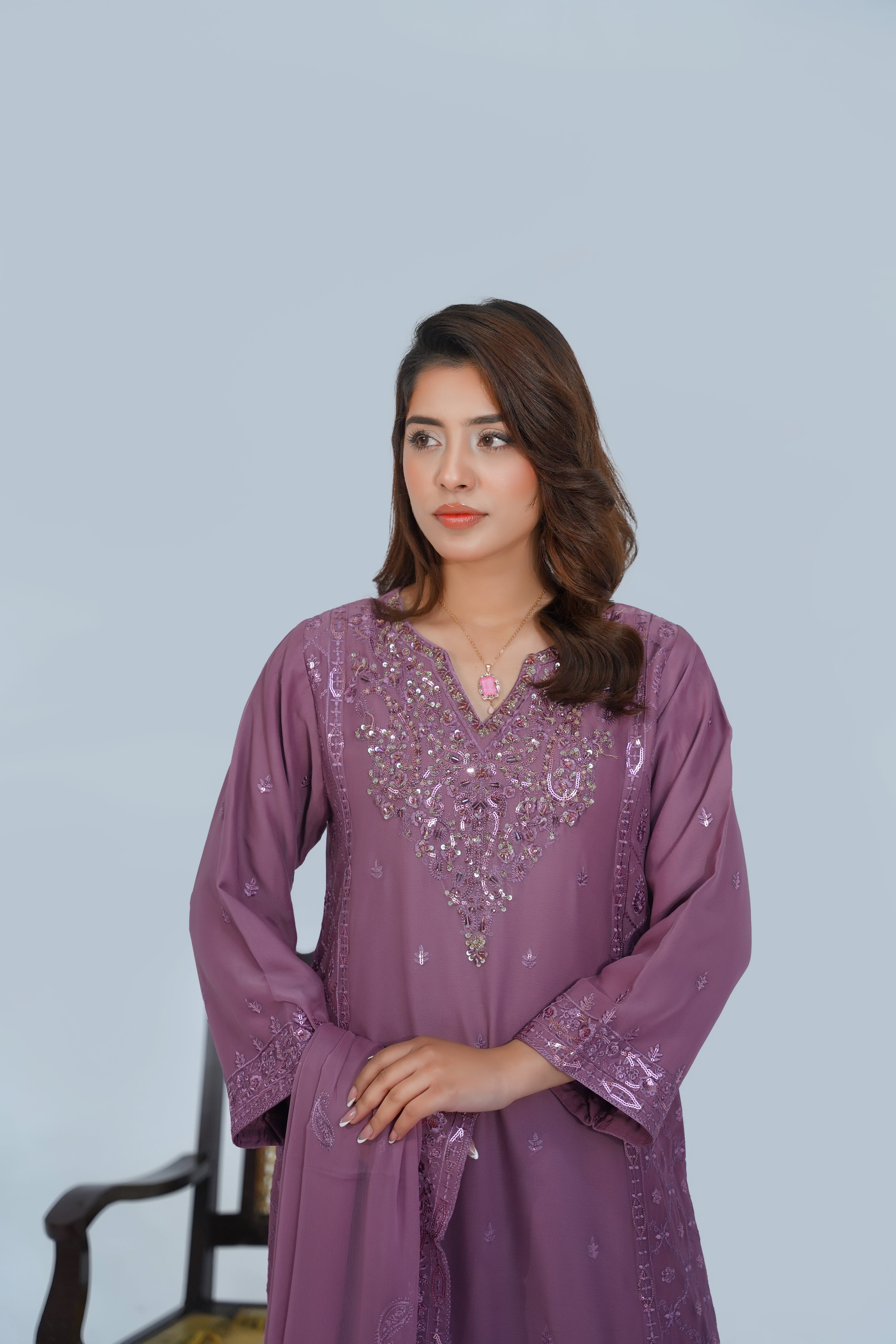 Husan e Jahan - Luxury Chiffon Outfit with Chiffon Dupatta