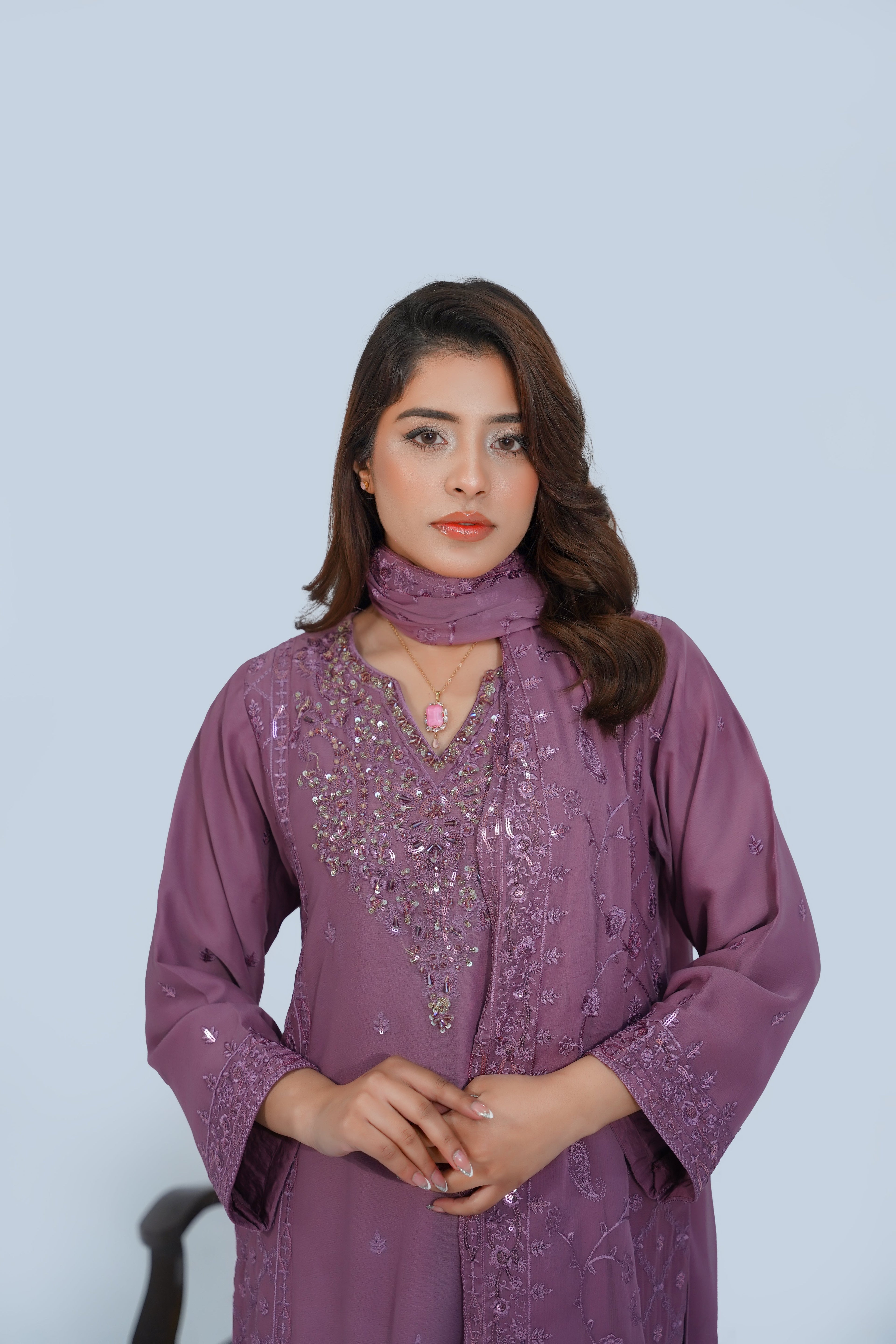 Husan e Jahan - Luxury Chiffon Outfit with Chiffon Dupatta