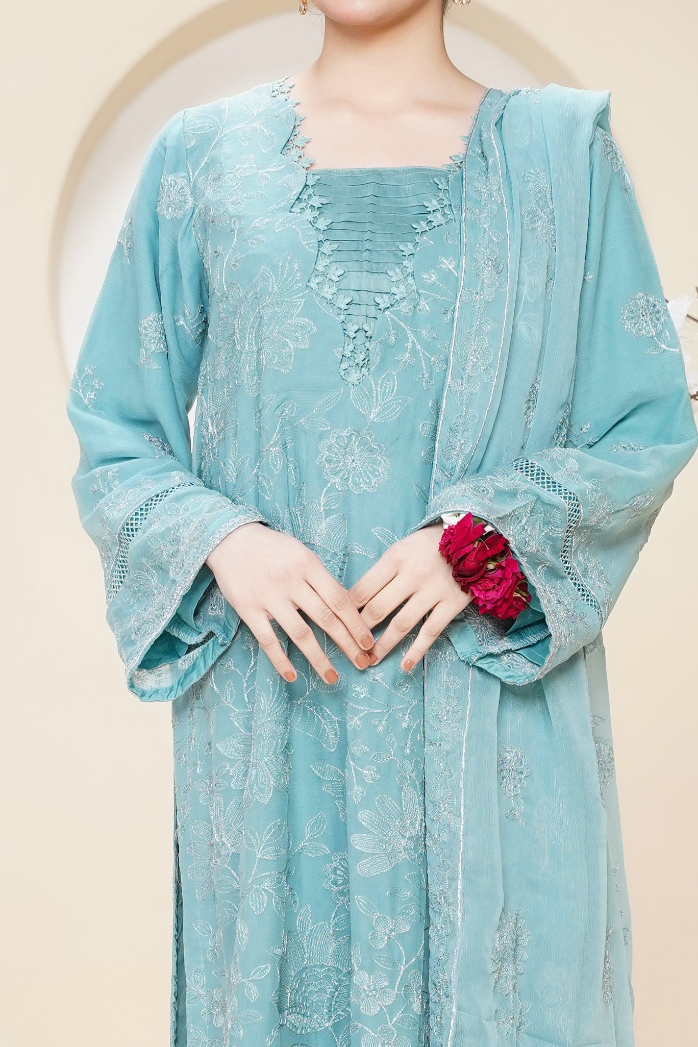 Husan e Jahan - Luxury Chiffon Outfit with Chiffon Dupatta