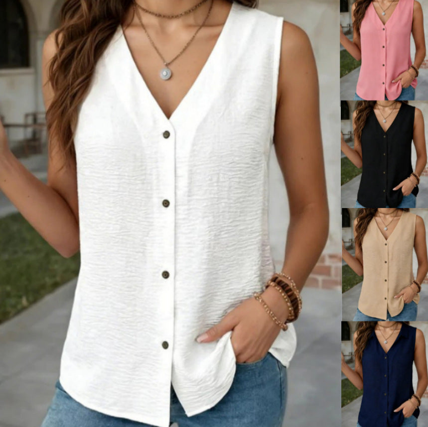 Summern V-neck Sleeveless Vest
