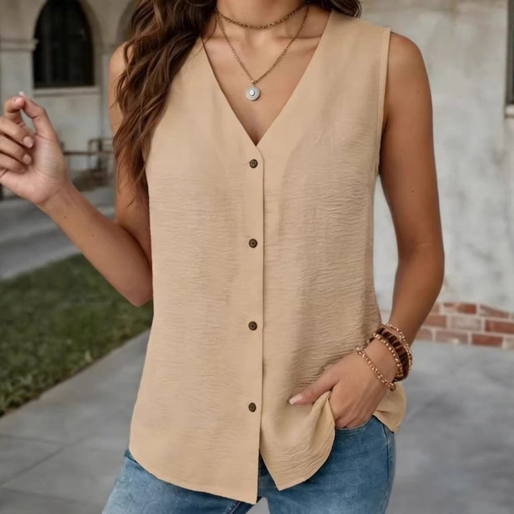 Summern V-neck Sleeveless Vest