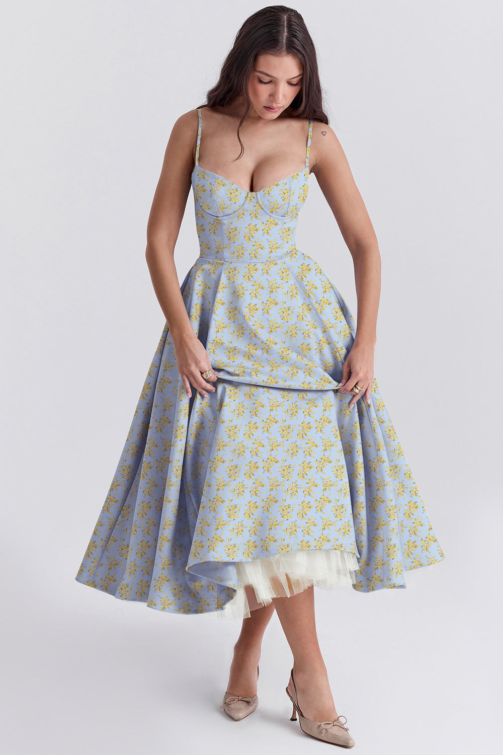 Mesh Maxi Double-layer Slip Dress