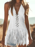 Women's Tassel Vest Choker Top