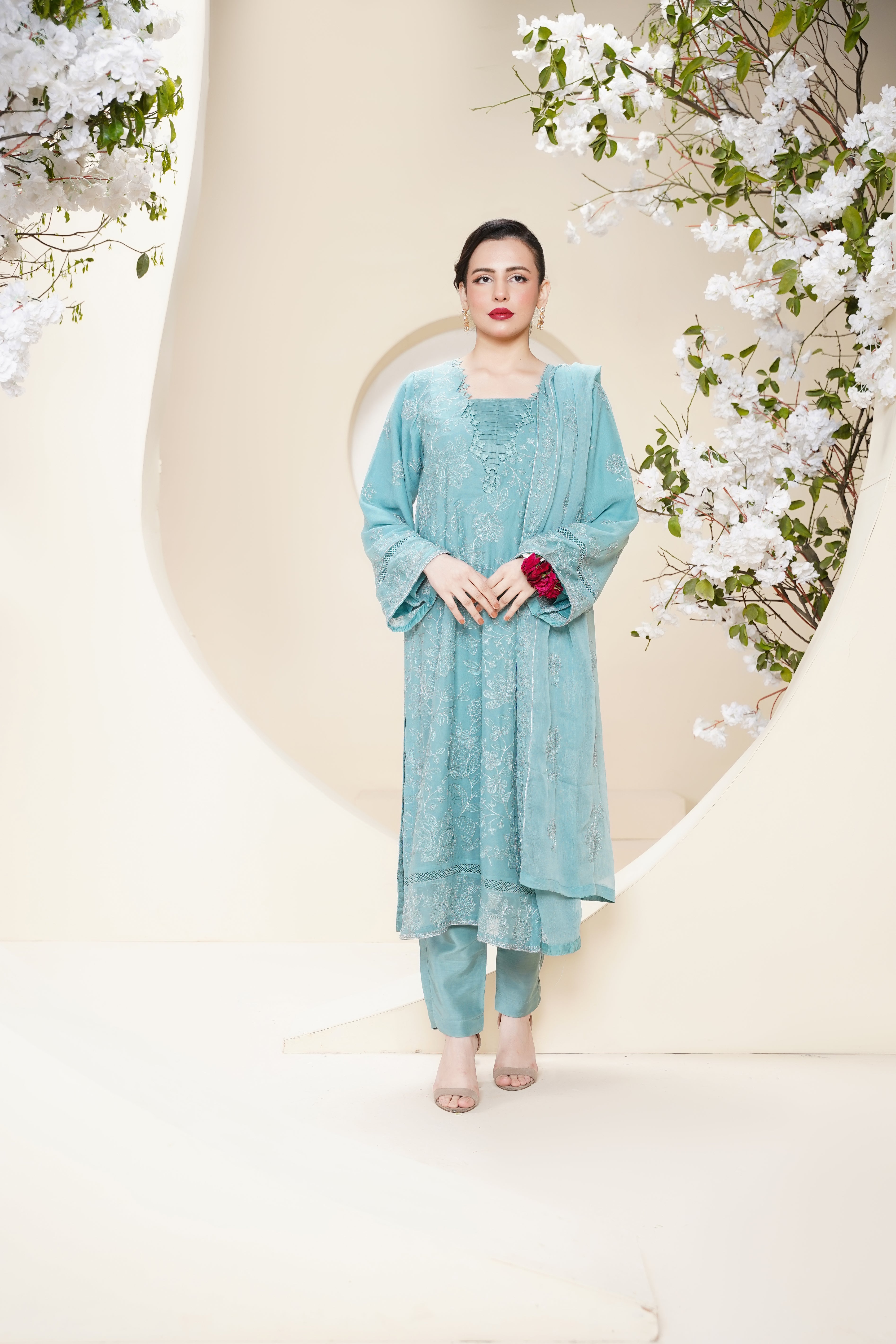 Husan e Jahan - Luxury Chiffon Outfit with Chiffon Dupatta