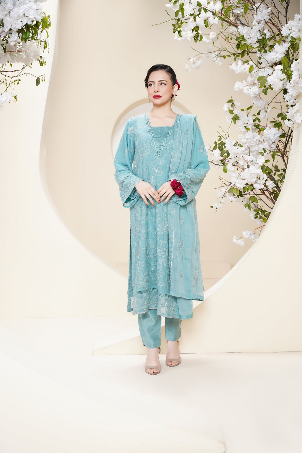 Husan e Jahan - Luxury Chiffon Outfit with Chiffon Dupatta