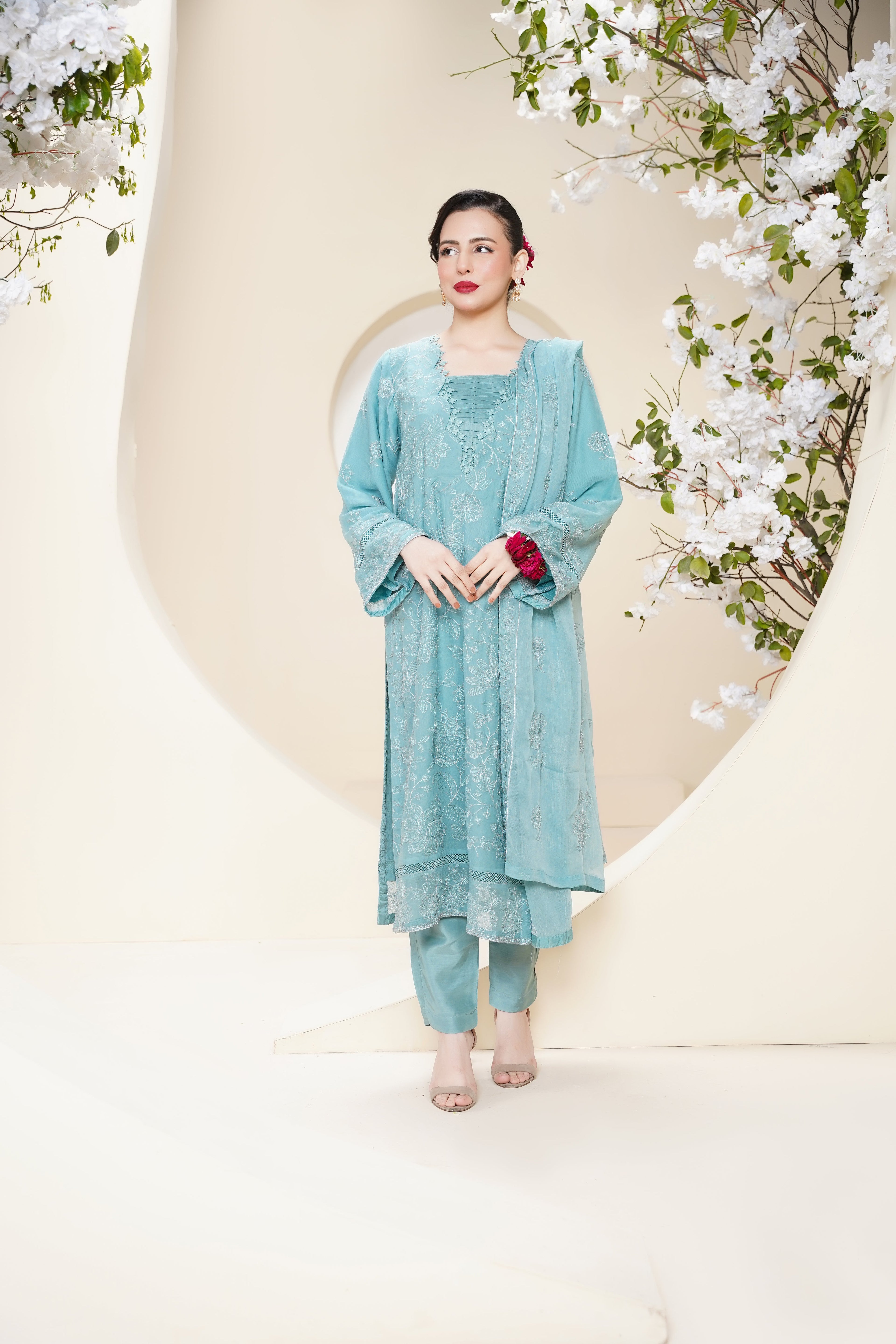 Husan e Jahan - Luxury Chiffon Outfit with Chiffon Dupatta