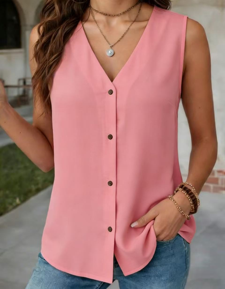 Summern V-neck Sleeveless Vest