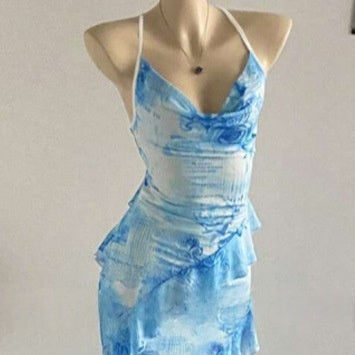Sleeveless Halterneck Printed Beach Dress