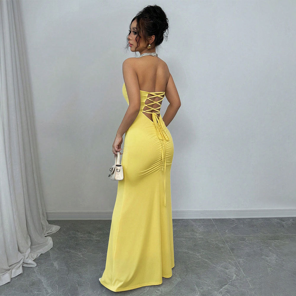 Figure-hugging Strapless Backless Bandage Dress