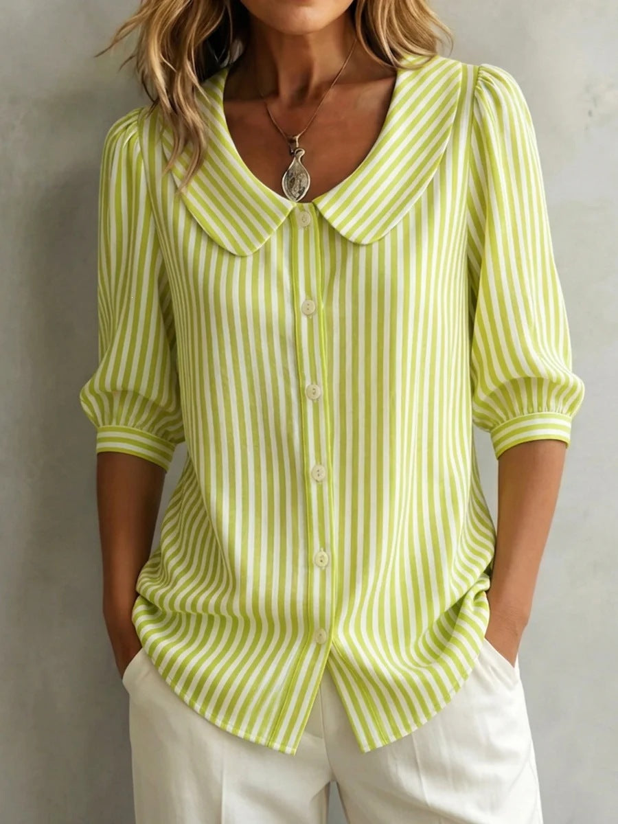Striped V-neck Shirt Top T-shirt