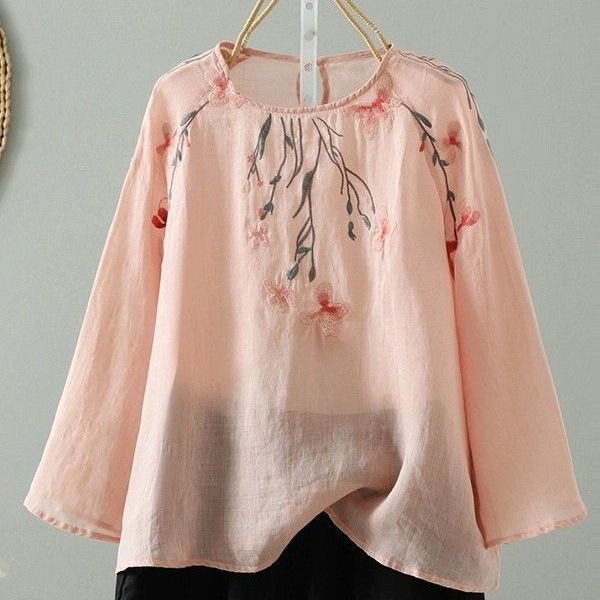 Embroidered Sun-Protective Long-Sleeve Shirt