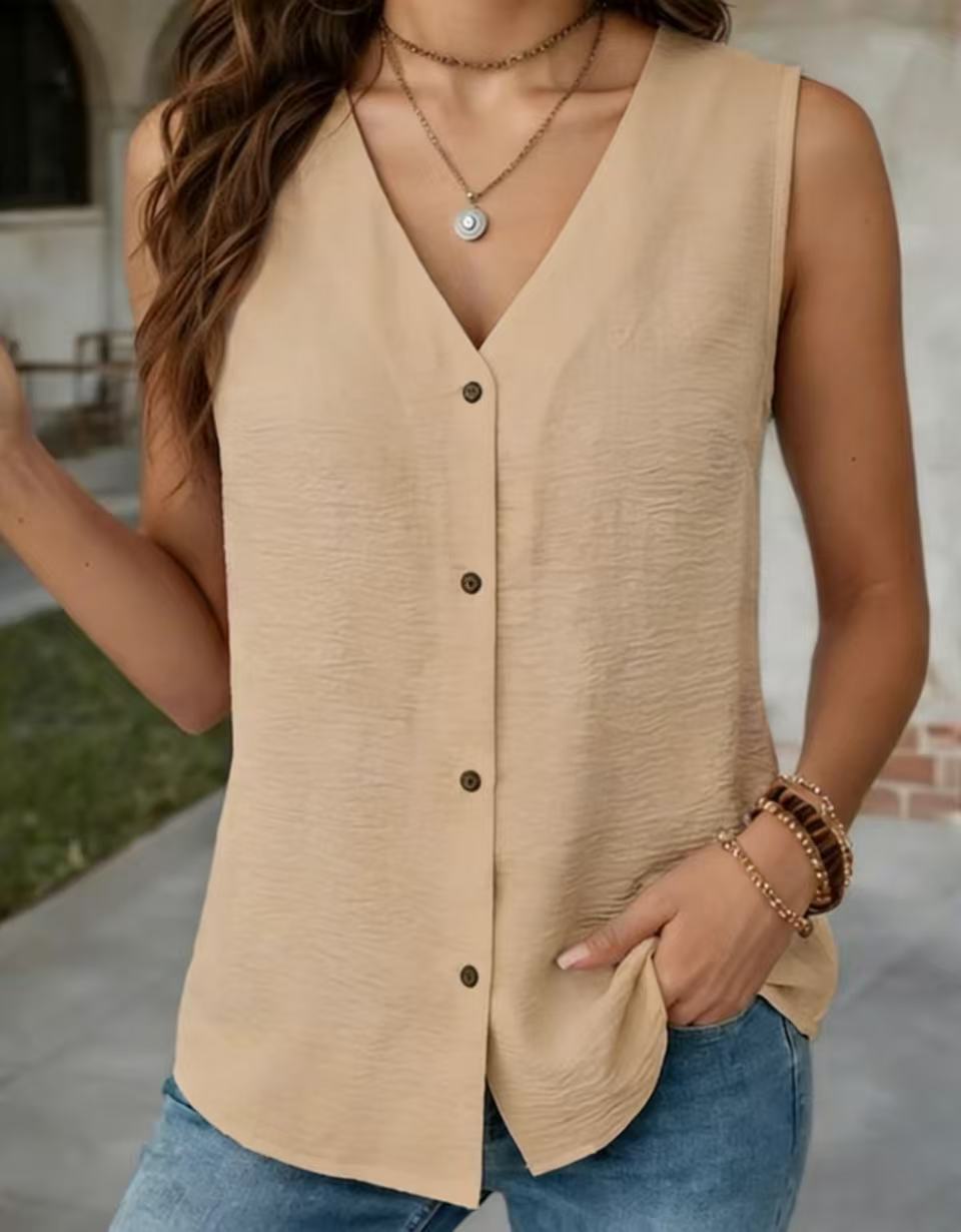Summern V-neck Sleeveless Vest