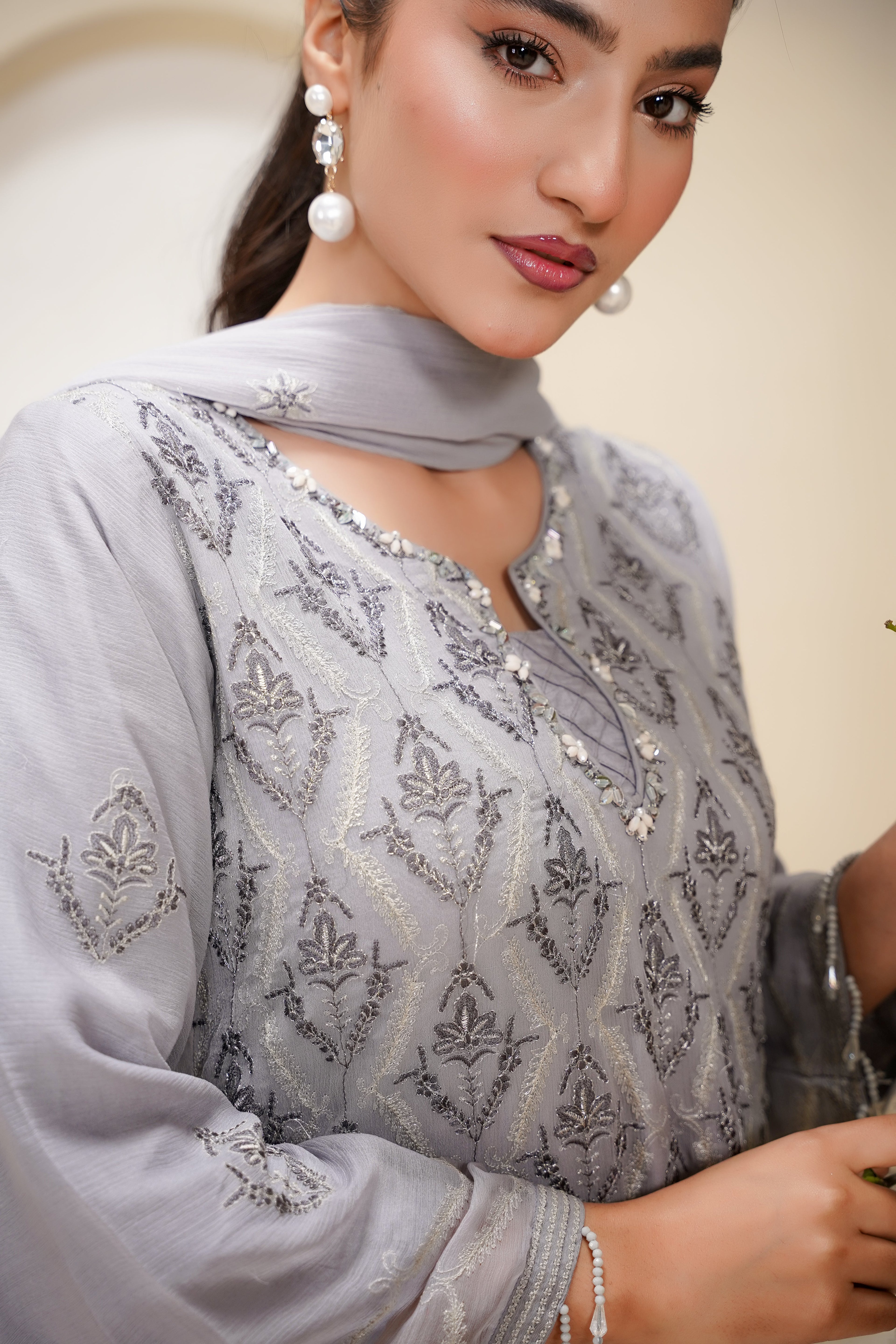 Husan e Jahan - Luxury Chiffon Outfit with Chiffon Dupatta