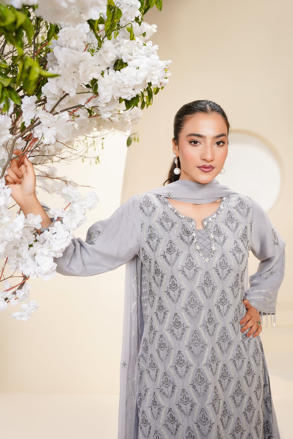 Husan e Jahan - Luxury Chiffon Outfit with Chiffon Dupatta