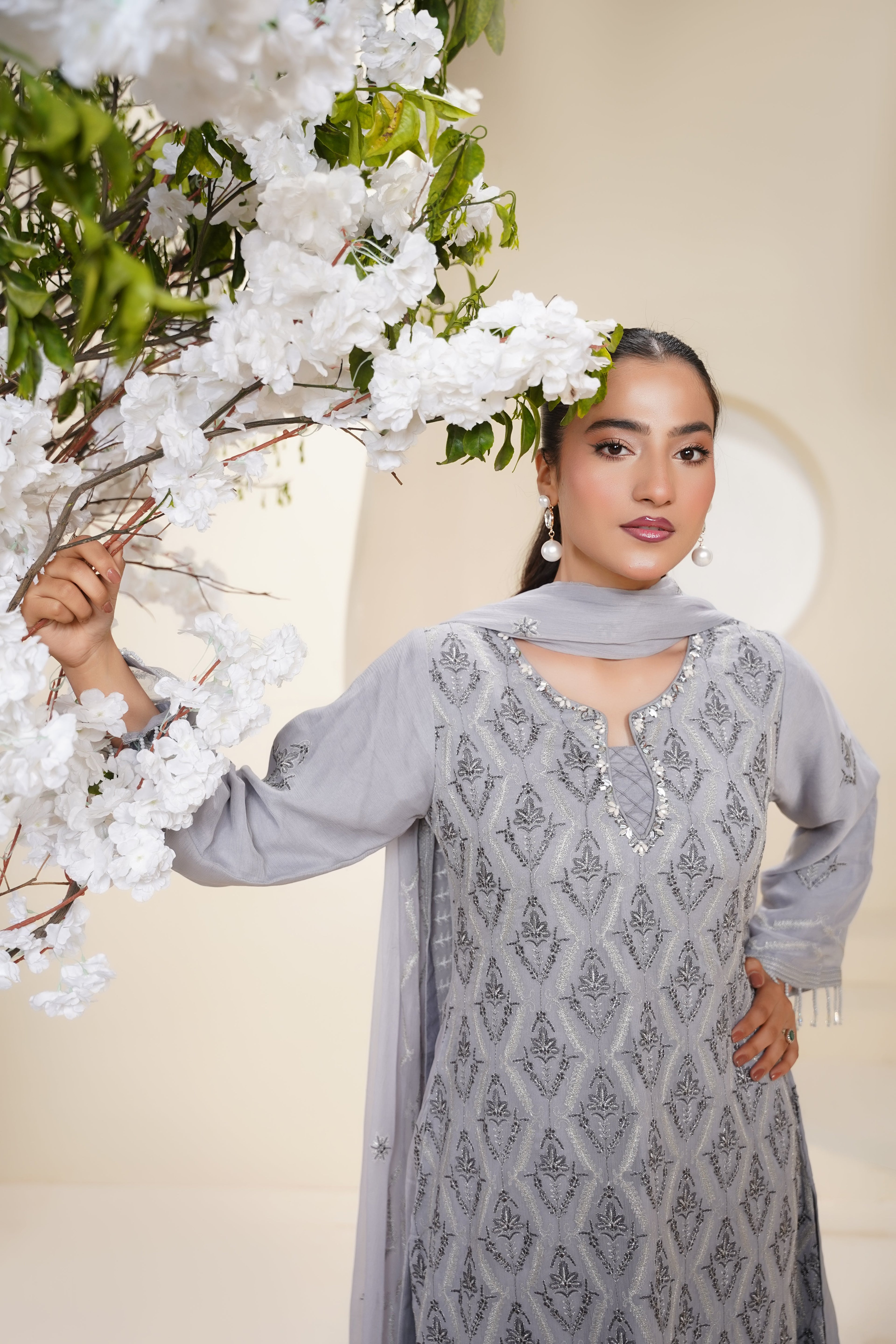Husan e Jahan - Luxury Chiffon Outfit with Chiffon Dupatta