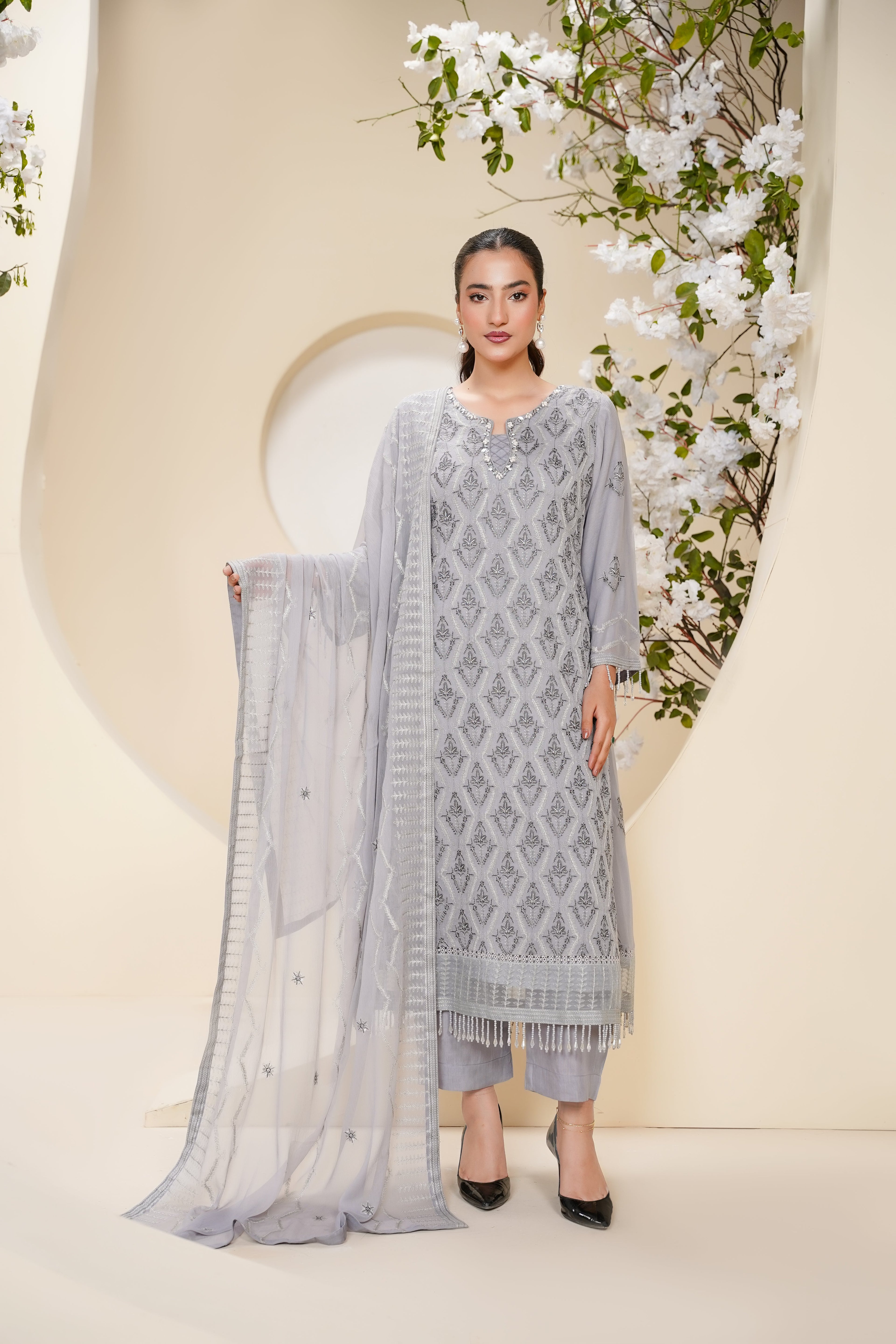 Husan e Jahan - Luxury Chiffon Outfit with Chiffon Dupatta