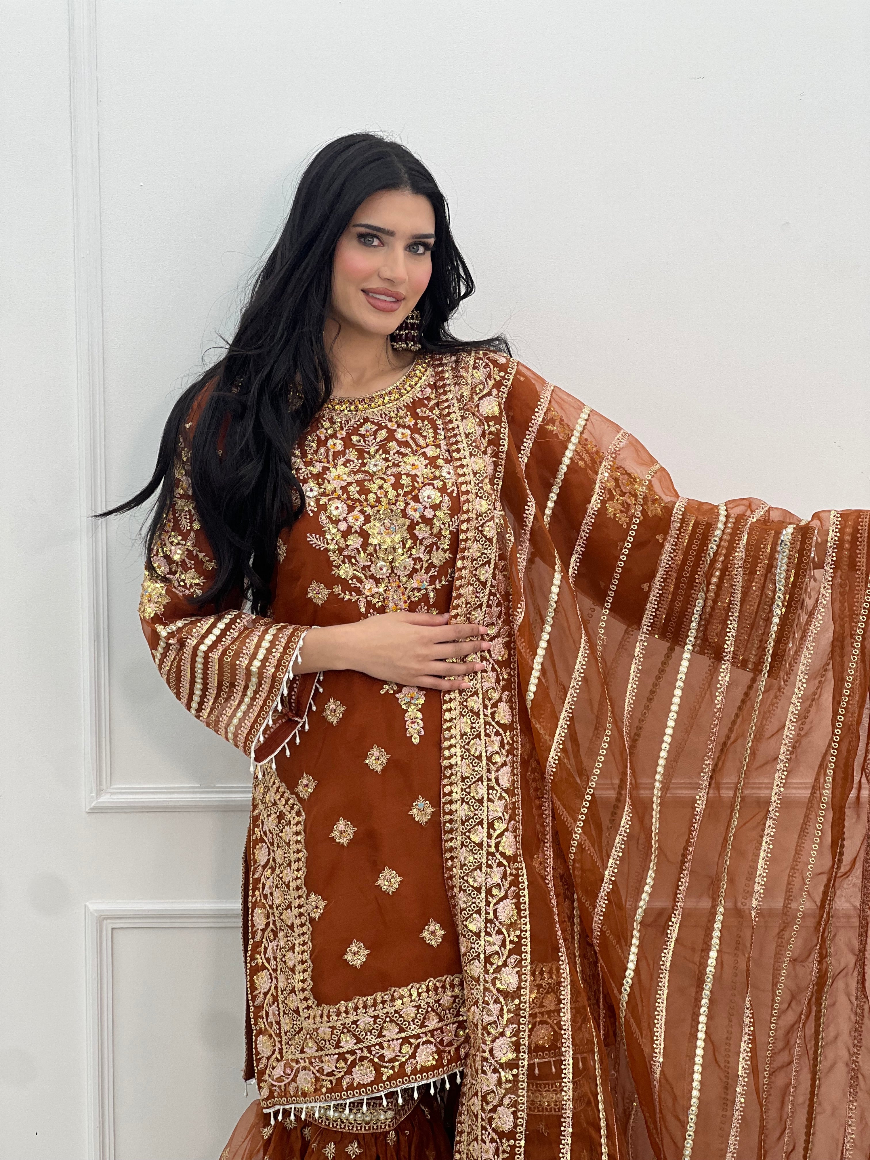 Tehwar - V4 - Luxury Festive Collection with Gharara - Organza - Ready to Wear -  SD10