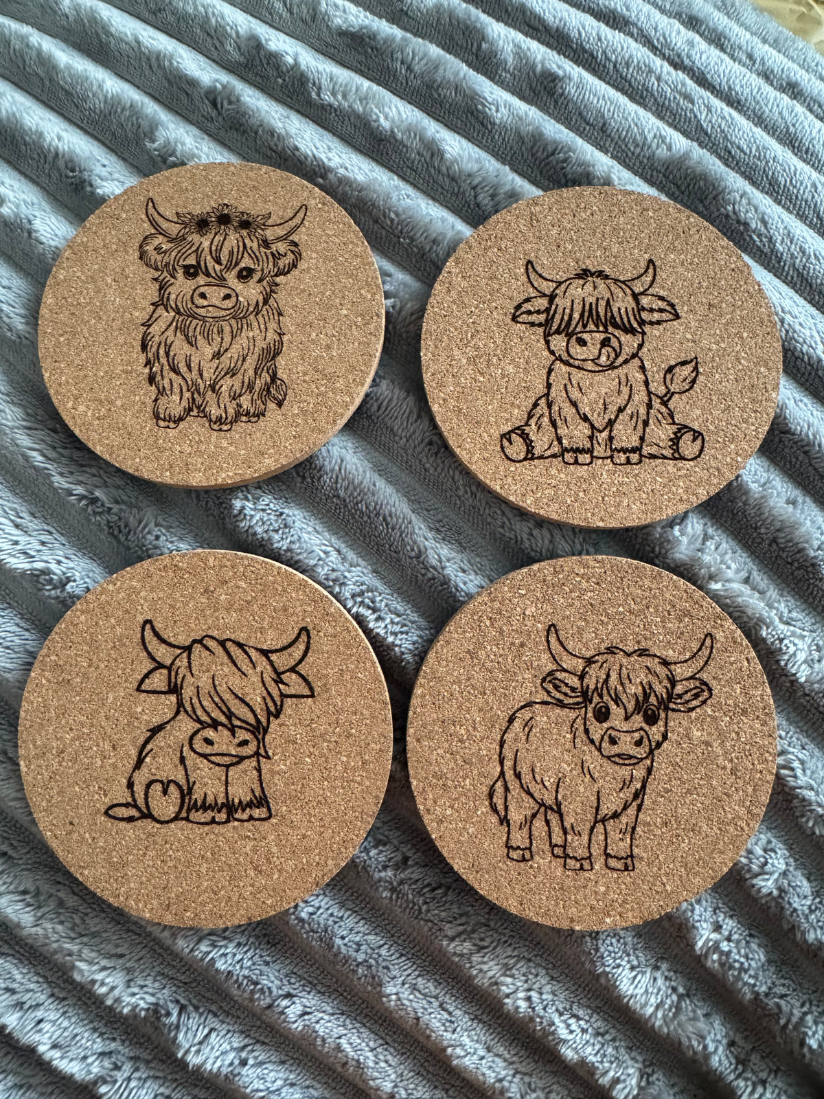 Highland Cow Coaster Set