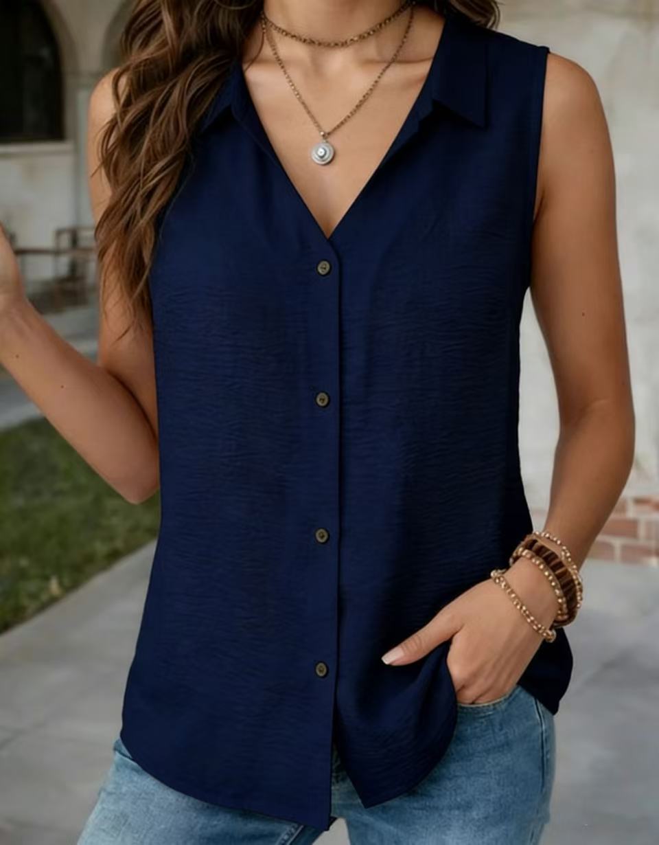 Summern V-neck Sleeveless Vest