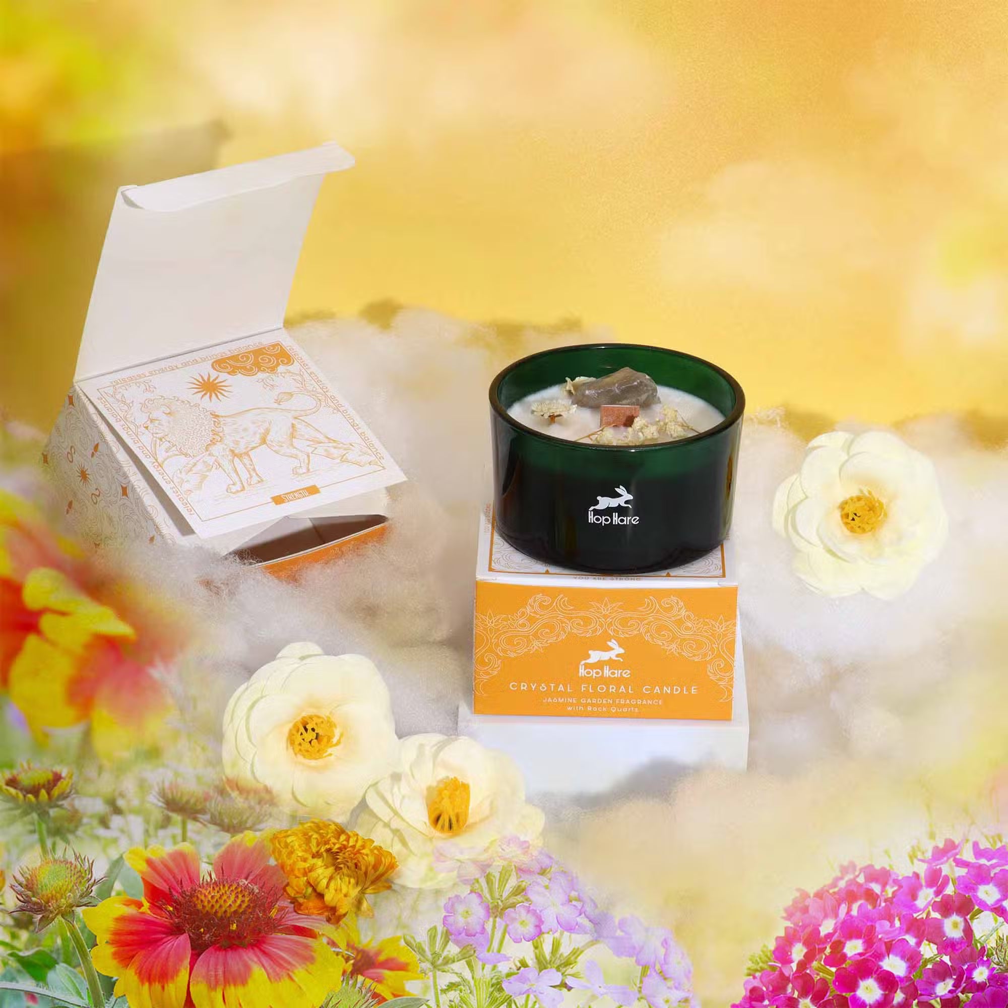 Hop Hare Crystal Magic Flower Candle