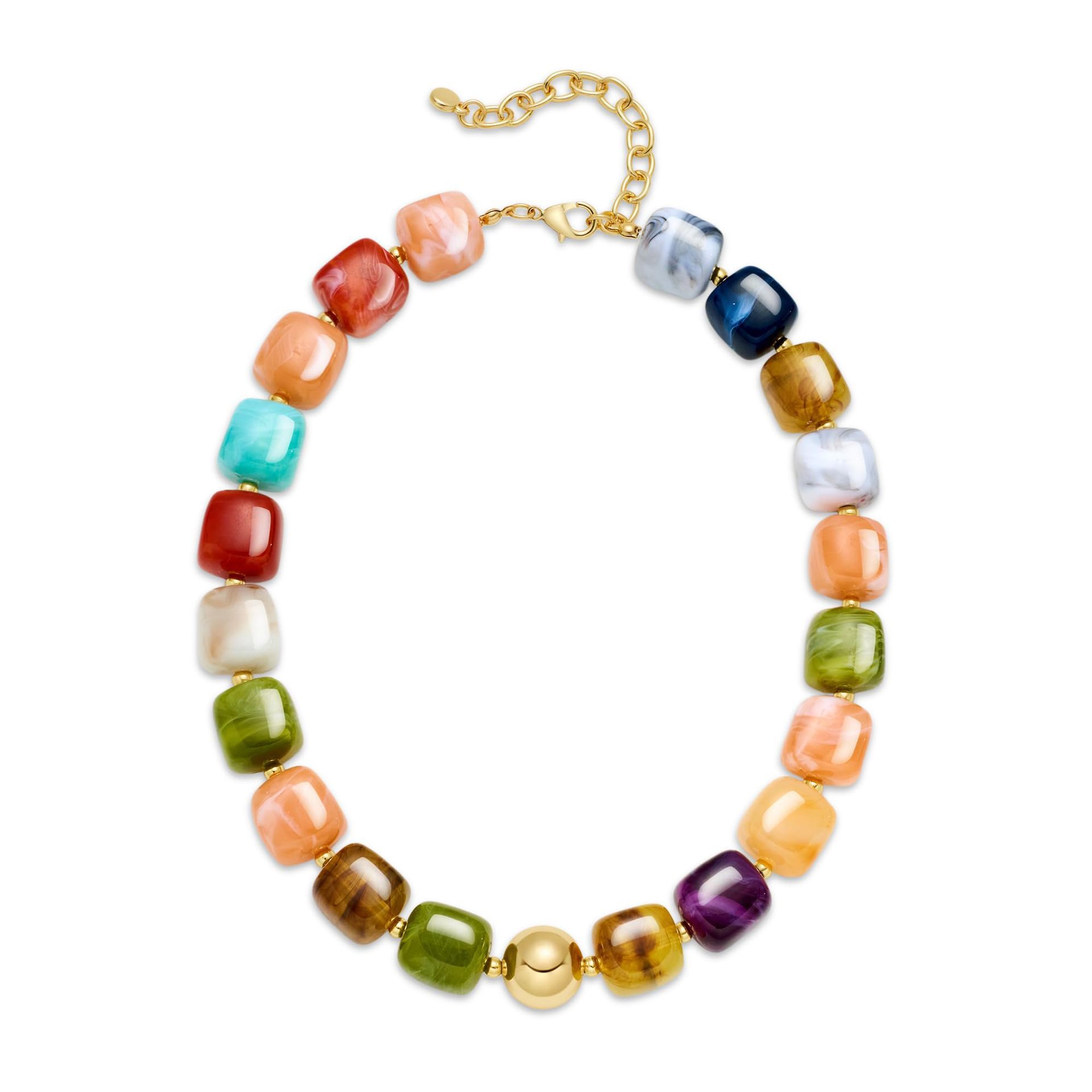 Bohemian-style Multicolor Resin Bead Necklace