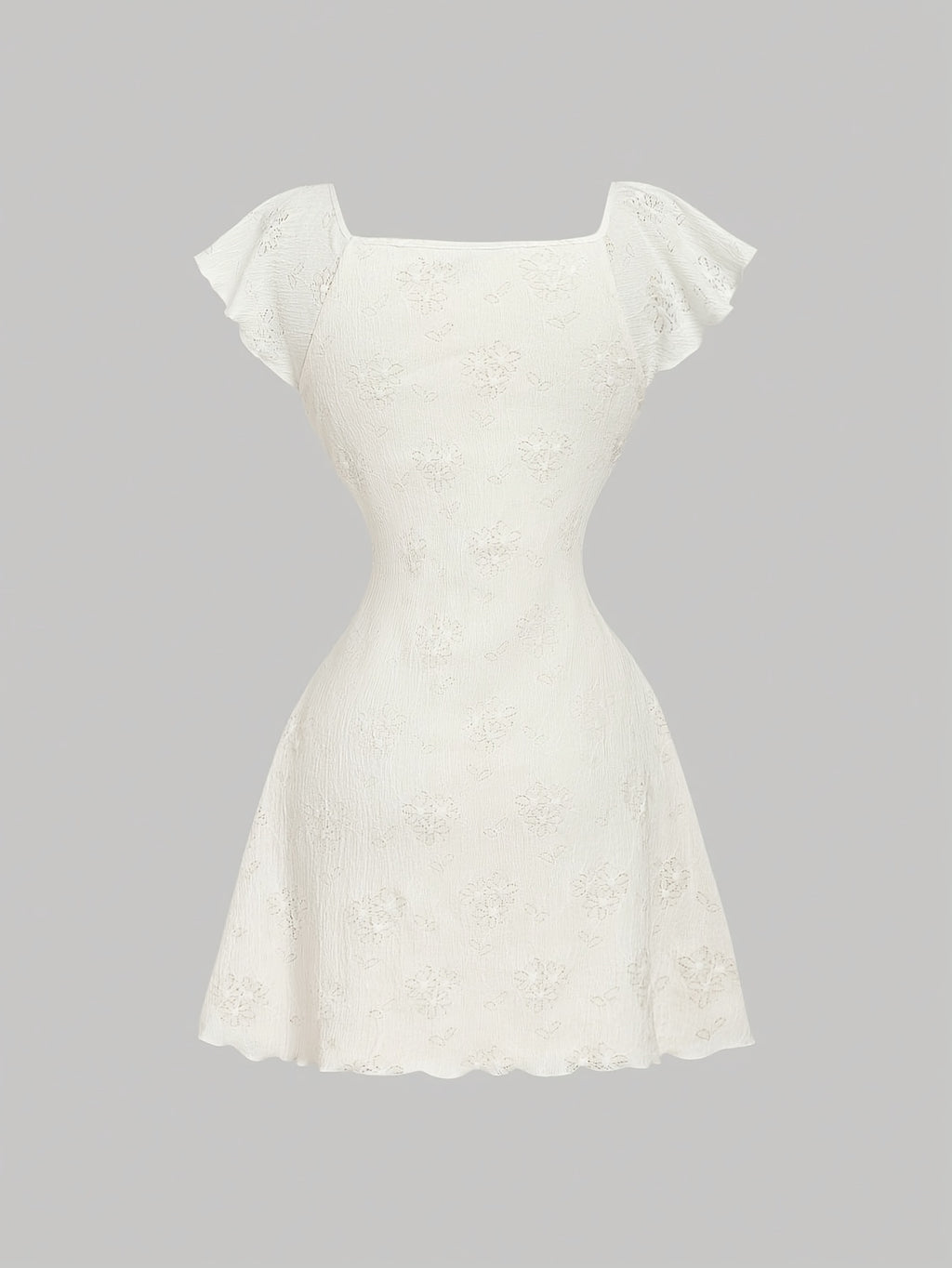 French Style Romantic Elegant Ruffled Tie Waist Mini Dress