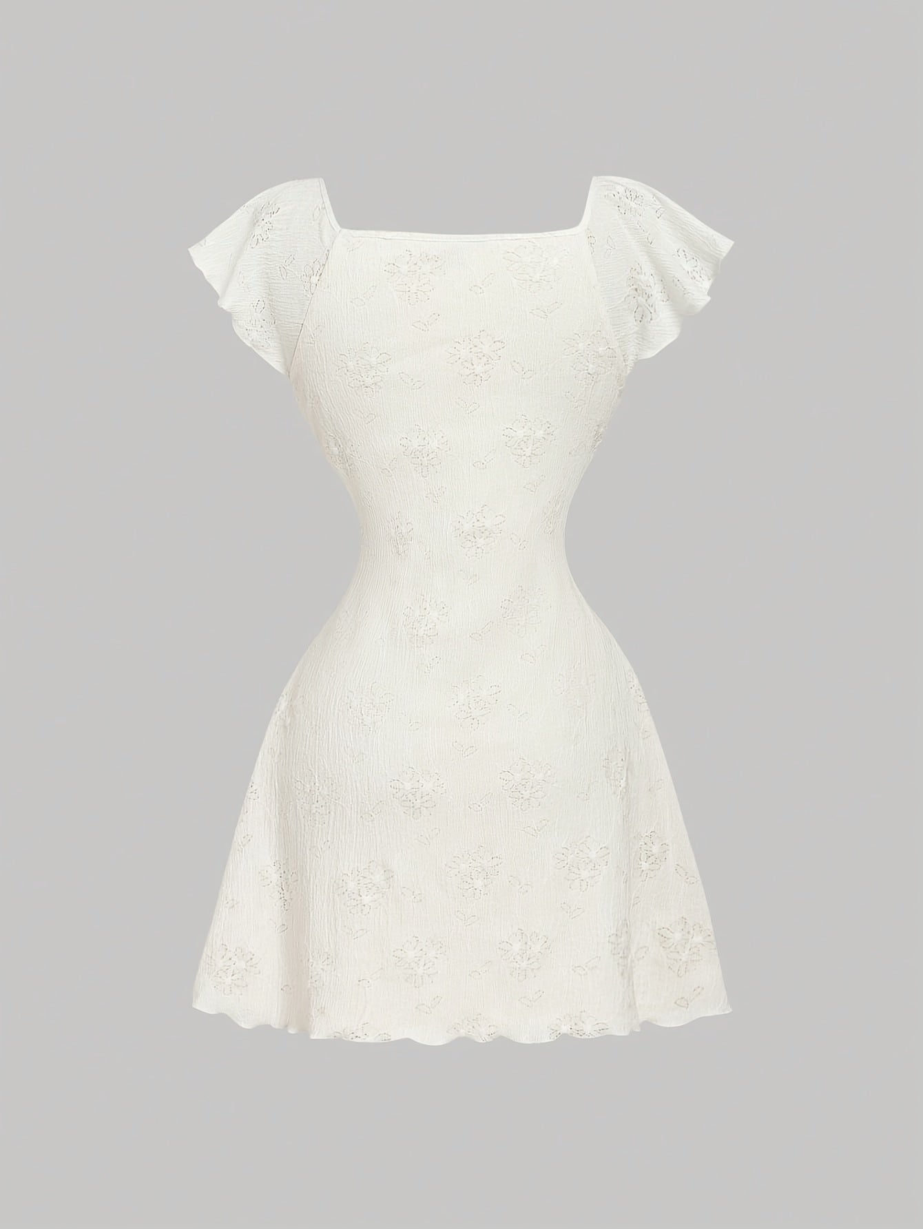 French Style Romantic Elegant Ruffled Tie Waist Mini Dress