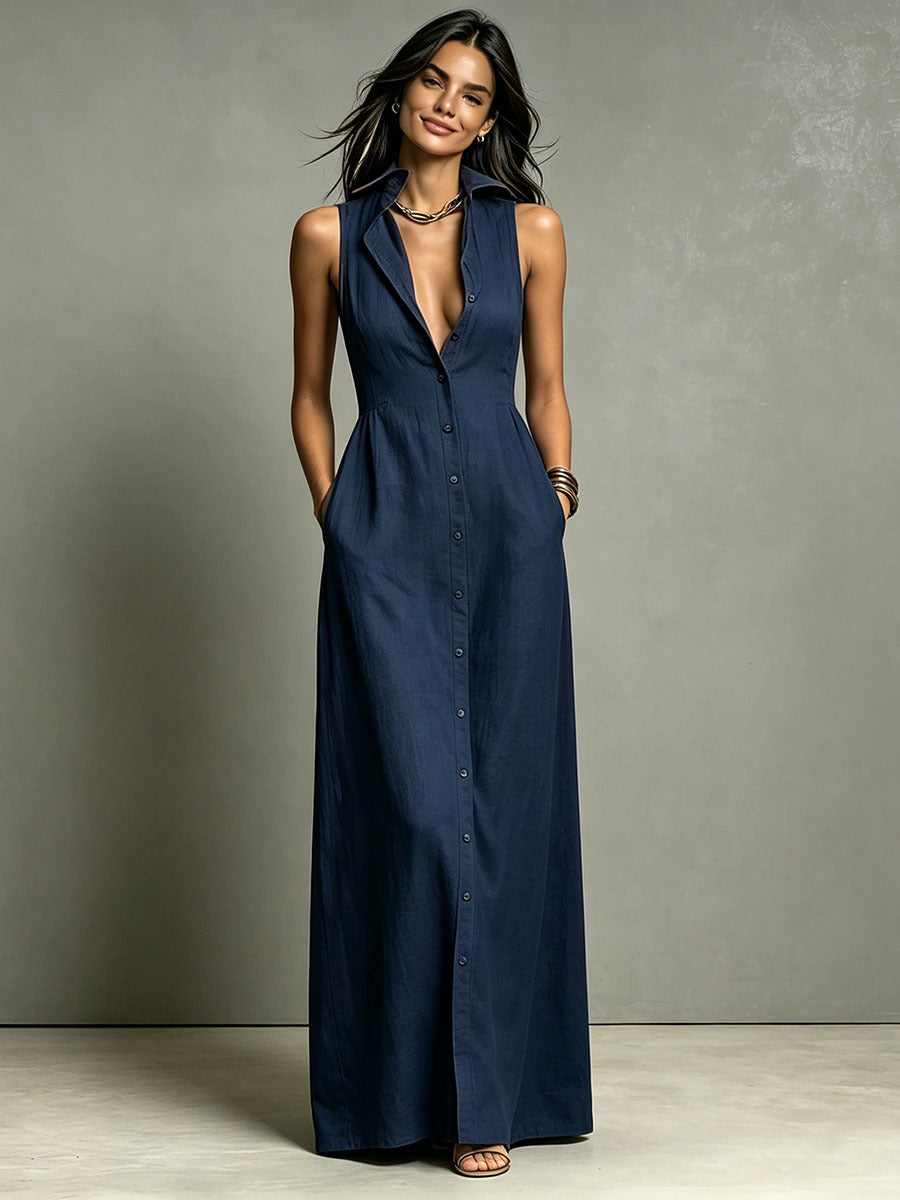 Casual Cotton Linen Sleeveless Dress