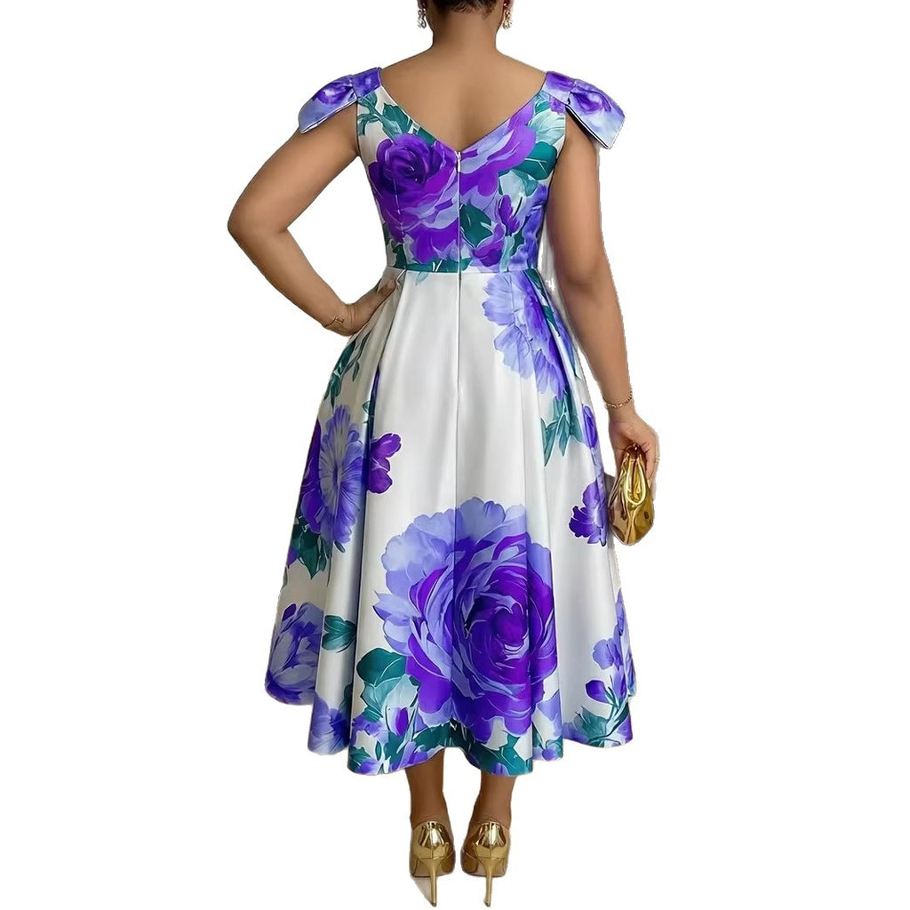 French Blossom Print Dress With Ruffled Hem