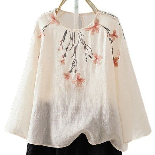 Embroidered Sun-Protective Long-Sleeve Shirt