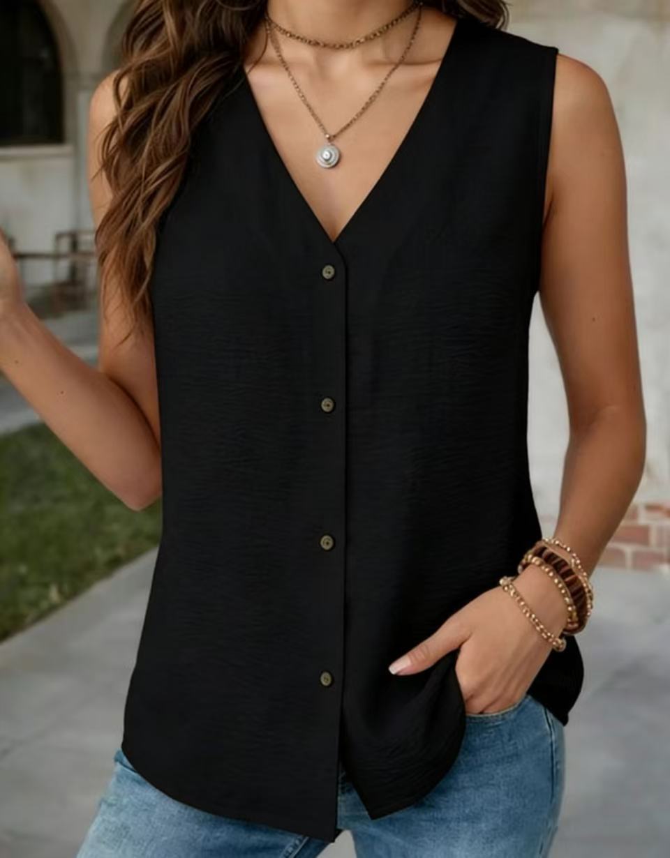 Summern V-neck Sleeveless Vest