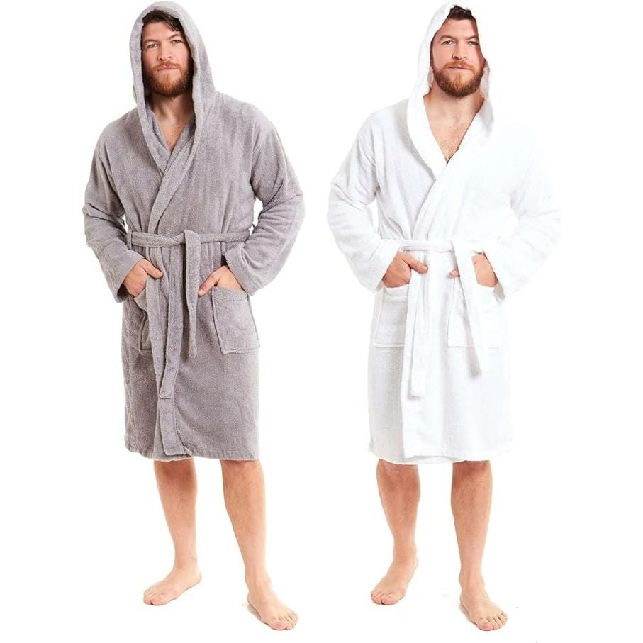 Sock Stack Unisex Bamboo Hooded Dressing Gown Towelling Bath Robe Super Soft For Men And Women Machine Washable Eco Friendly