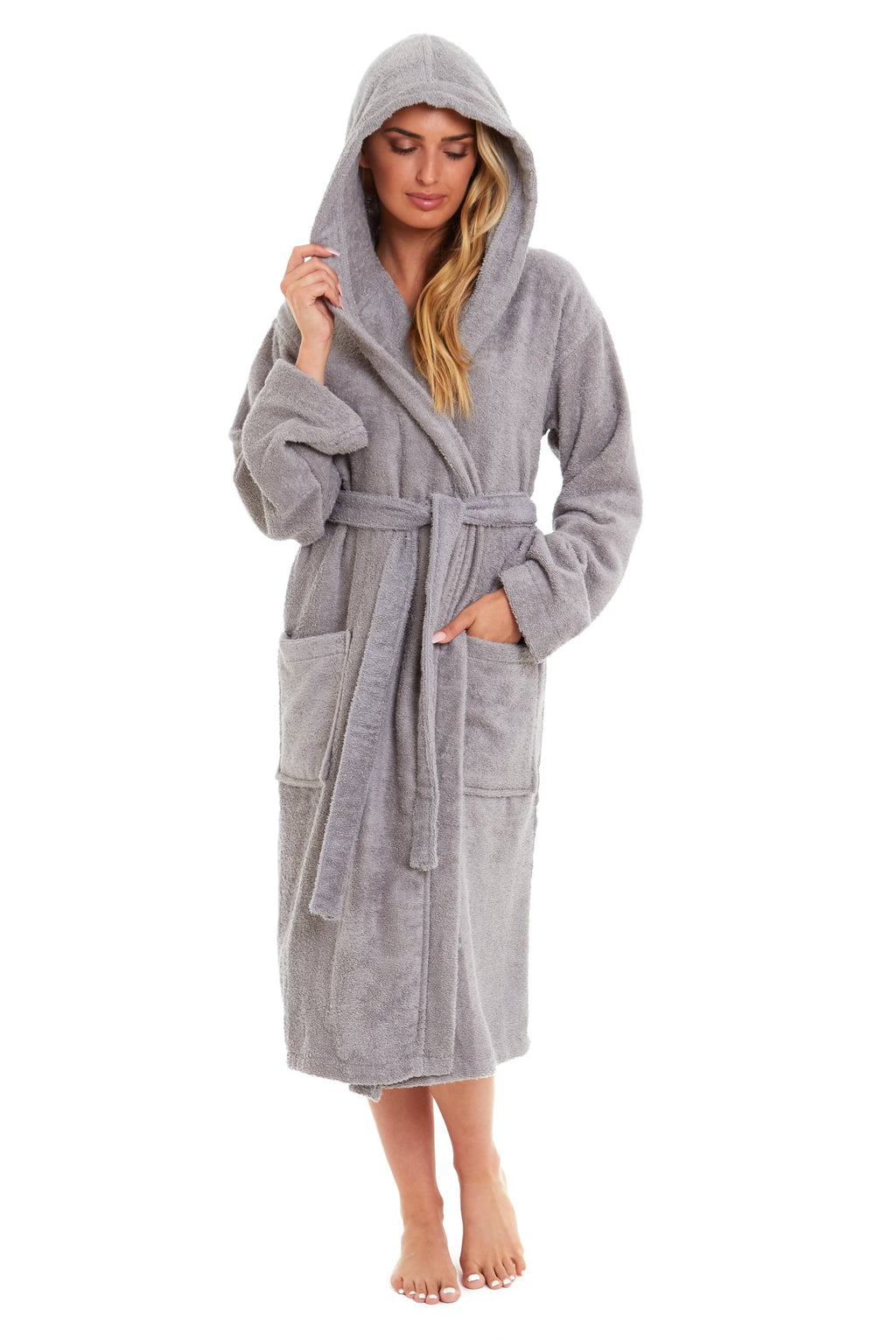 Sock Stack Unisex Bamboo Hooded Dressing Gown Towelling Bath Robe Super Soft For Men And Women Machine Washable Eco Friendly