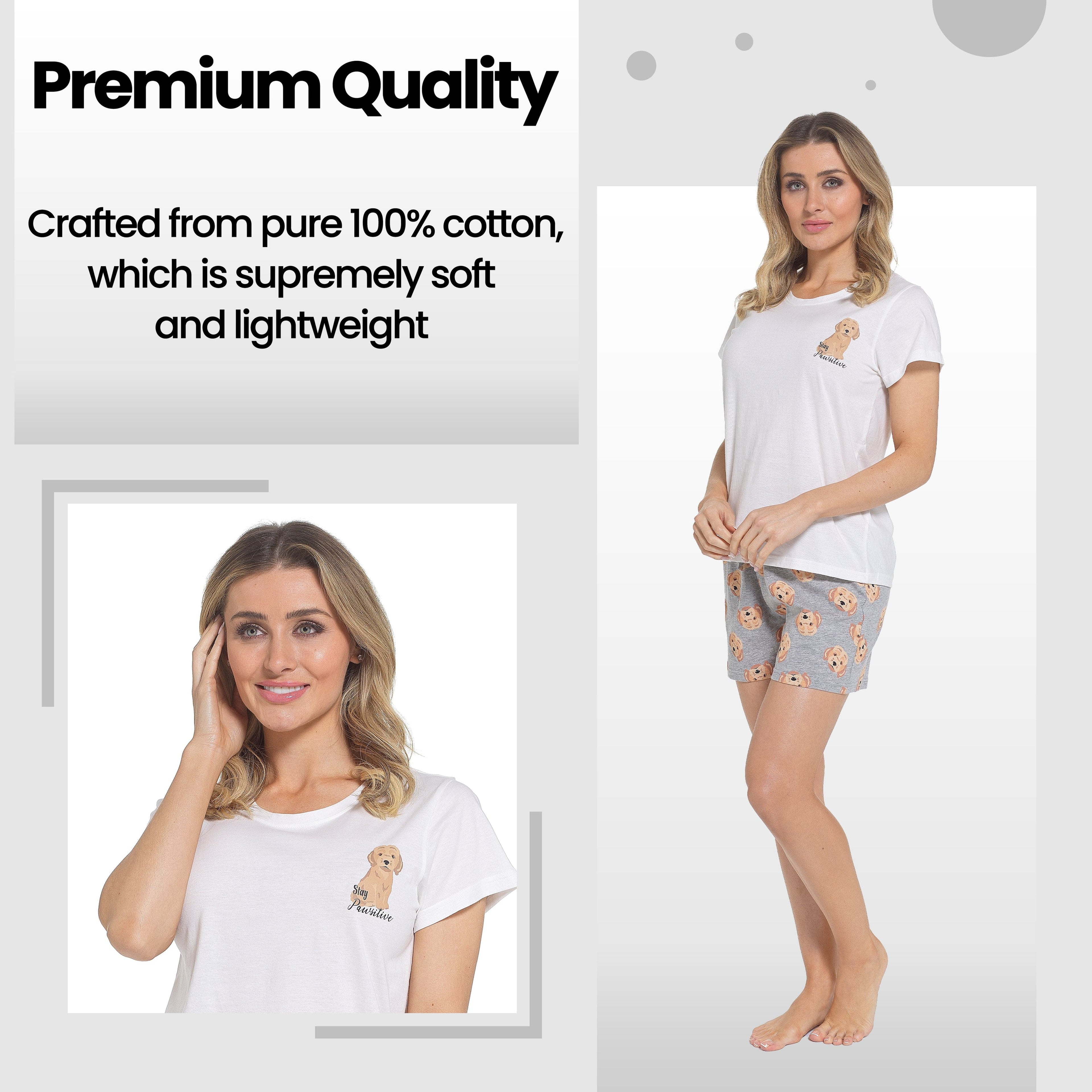 Daisy Dreamer Women's Cockapoo Pyjama Set T Shirt And Shorts Soft Cotton Loungewear For Summer Sleepwear Breathable Relaxed Fit
